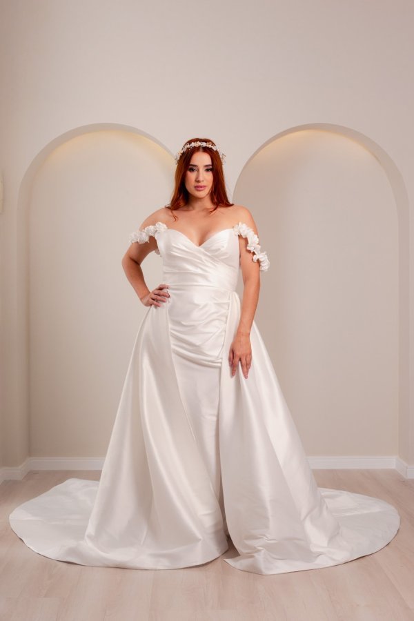 Vestido de Noiva Cetim com Alças Caídas - Imagem 4