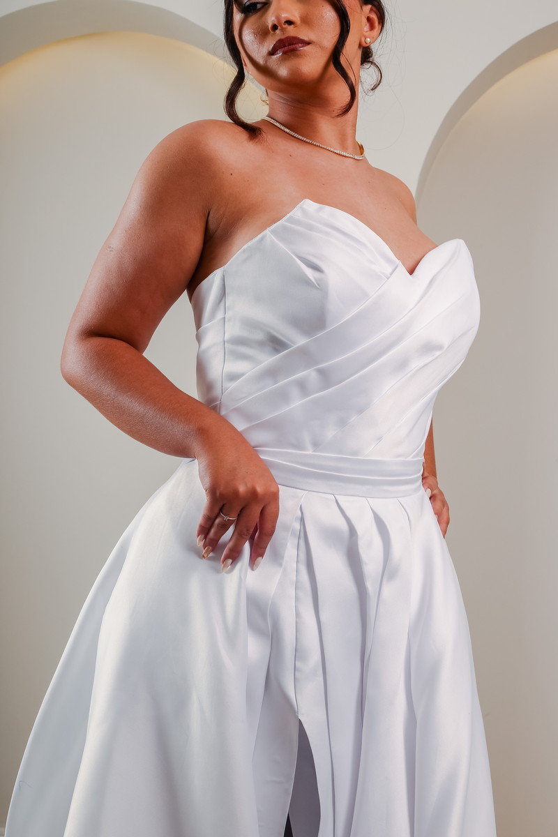 Vestido de Noiva Acetinado com Faixa na Cintura - Imagem 7
