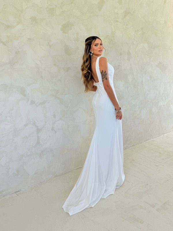 Vestido de Noiva Coluna com Decote Reto - Imagem 3