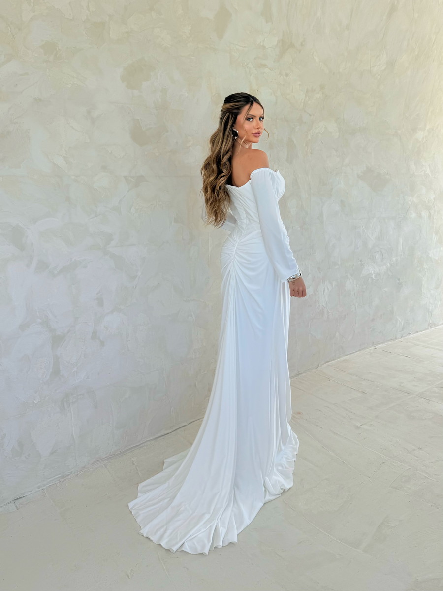 Vestido de Noiva Ilusion com Manga Longa Lisa - Imagem 3
