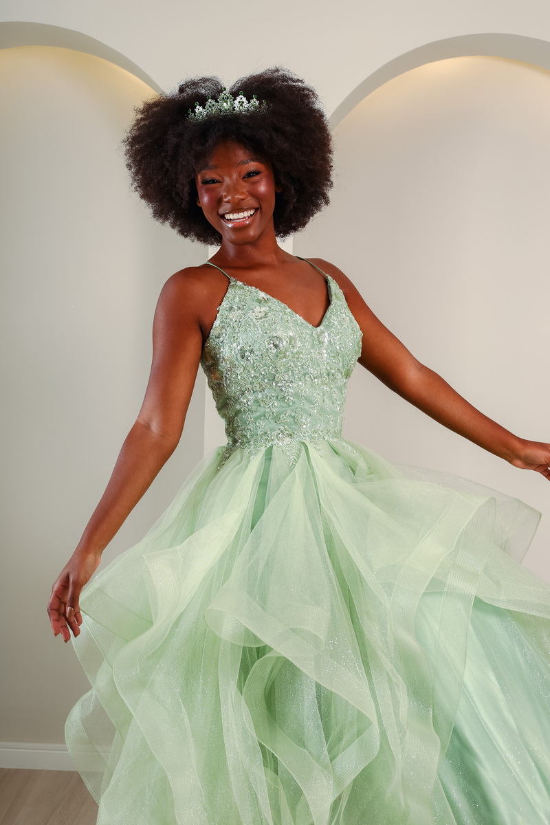 Vestido de Debutante Verde Água Princesa Tiana - Imagem 2