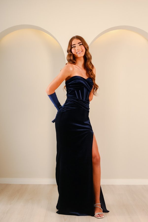 Vestido de Debutante Azul Marinho