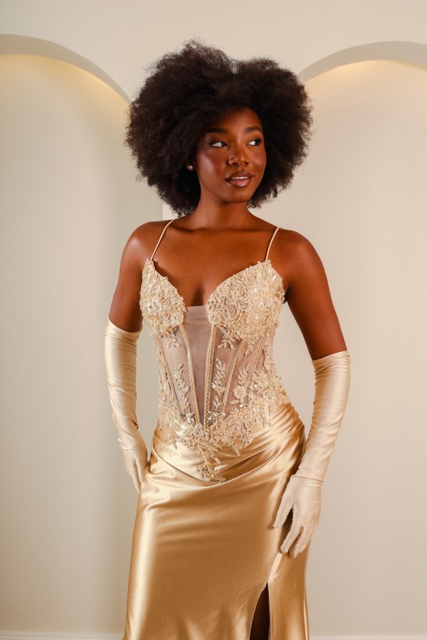 Vestido de Debutante Ouro Sereia - Imagem 2