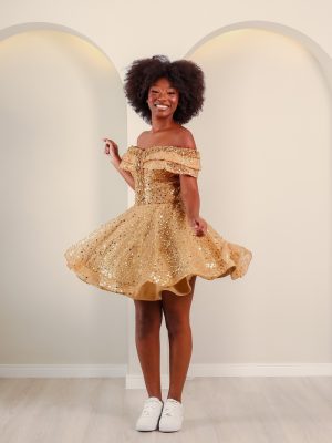 Vestido de Debutante Dourado
