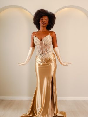 Vestido de Debutante Ouro