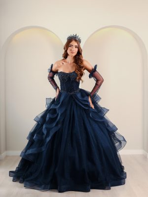Vestido de Debutante Azul Marinho