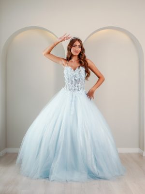 Vestido de Debutante Azul Celeste Cinderela Princesa