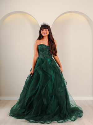 Vestido de Debutante Verde Esmeralda Princesa