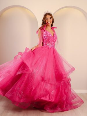 Vestido de Debutante Pink Princesa com Laços